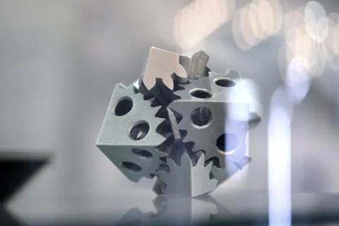 Selective Laser Melting. Object printed on metal 3d printer close-up. Stock Photos