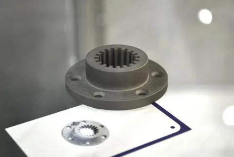 Selective Laser Melting. Object printed on metal 3d printer close-up. Stock Photos