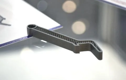 Selective Laser Melting. Object printed on metal 3d printer close-up. Stock Photos