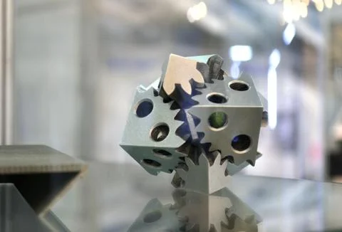 Selective Laser Melting. Object printed on metal 3d printer close-up. Stock Photos