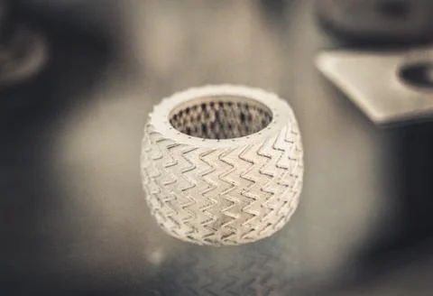 Selective Laser Melting. Object printed on metal 3d printer clos Stock Photos