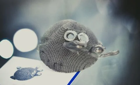 Selective Laser Melting. Object printed on metal 3d printer clos Stock Photos