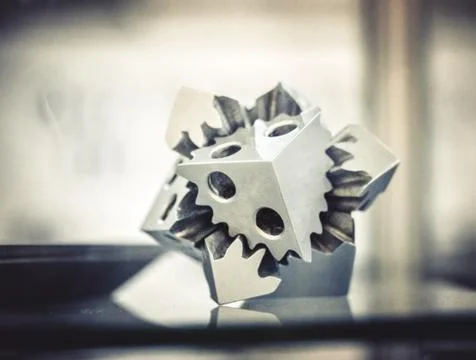 Selective Laser Melting. Object printed on metal 3d printer clos Stock Photos