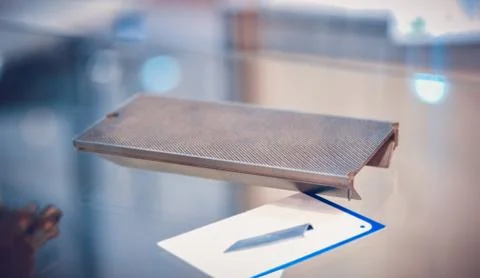 Selective Laser Melting. Object printed on metal 3d printer clos Stock Photos