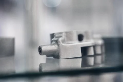 Selective Laser Melting. Object printed on metal 3d printer clos Stock Photos