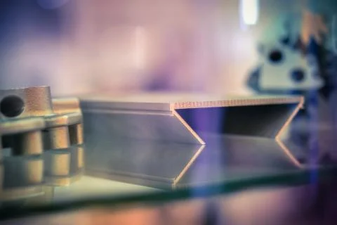 Selective Laser Melting. Object printed on metal 3d printer clos Stock Photos