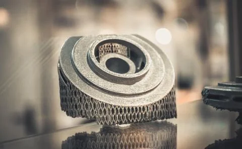 Selective Laser Melting. Object printed on metal 3d printer clos Stock Photos