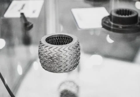 Selective Laser Melting. Object printed on metal 3d printer clos Stock Photos