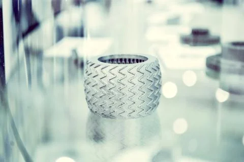 Selective Laser Melting. Object printed on metal 3d printer clos Stock Photos