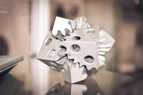 Selective Laser Melting. Object printed on metal 3d printer clos Stock Photos