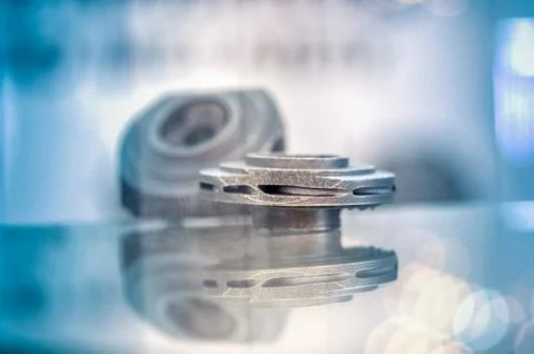 Selective Laser Melting. Object printed on metal 3d printer clos Stock Photos