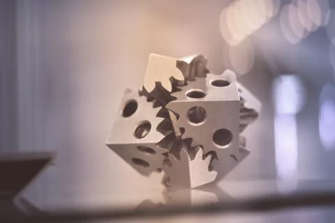 Selective Laser Melting. Object printed on metal 3d printer close-up. Stock Photos