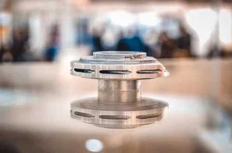 Selective Laser Melting. Object printed on metal 3d printer close-up. Stock Photos