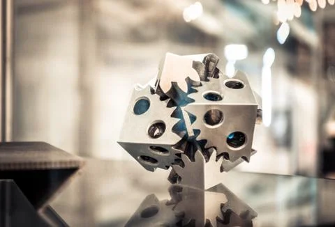 Selective Laser Melting. Object printed on metal 3d printer close-up. Stock Photos