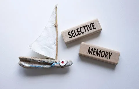 Selective Memory symbol. Concept word Selective Memory on wooden blocks. Be.. 스톡 사진