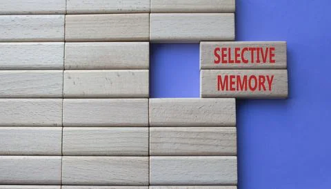 Selective Memory symbol. Concept word Selective Memory on wooden blocks. Be.. Stock Photos