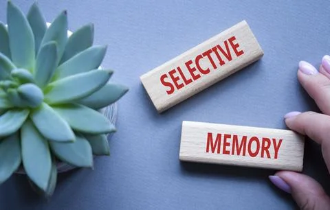 Selective Memory symbol. Concept word Selective Memory on wooden blocks. Do.. Stock Photos