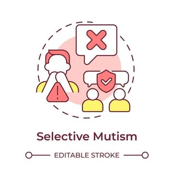 Selective mutism flat linear concept icon Stockillustratie