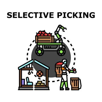Selective picking harvesting using modern robotic technology Stock Illustration