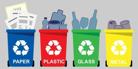 Selective waste bins Stock Illustration