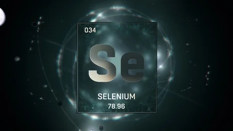 Selenium as Element 34 of the Periodic Table 3D animation on green background Video stock 119509249