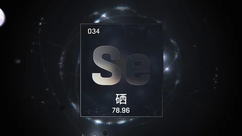 Selenium as Element 34 of the Periodic Table 3D animation on silver background 스톡 동영상 126458585