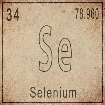 Selenium Element Card from Periodic Table on Vintage Old Paper Stock Illustration