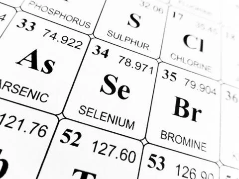 Selenium on the periodic table of the elements Stock Photos