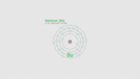 Selenium Se Bohr Atom Model Labeled Animation Video Overlay Alpha 4K Stockbeeldmateriaal 339370044