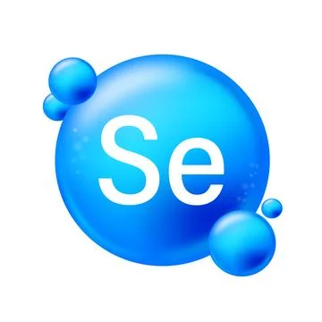 Selenium, Se. Icon structure chemical element round shape circle light blue 库存插图