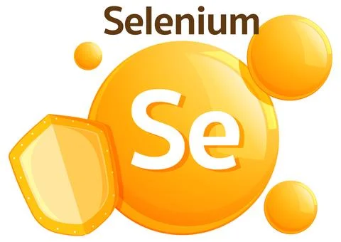 Selenium Vitamin Icon with Shield and Molecules Stock Illustration