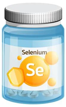 Selenium Vitamin Supplement Bottle Vector Illustration Stock Illustration