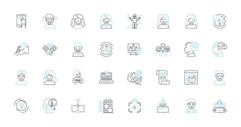 Self-actualization linear icons set. Potential, Fulfillment, Growth, Self 스톡 일러스트