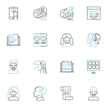 Self-actualization linear icons set. Potential, Fulfillment, Growth, Self Stock Illustration