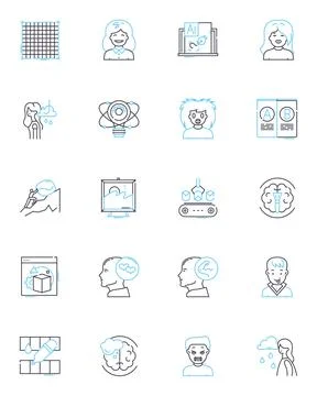 Self-actualization linear icons set. Potential, Fulfillment, Growth, Self 스톡 일러스트