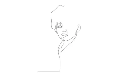 Self Animated drawing of single continuous line draw of a boy standing. Stock Footage 167514028