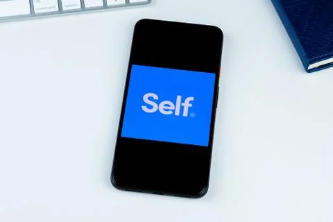 Self app logo on a smartphone screen Stock Photos