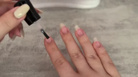 Self Applying Gel Nail Polish at Home with UV Lamp Stock-Footage 315991771