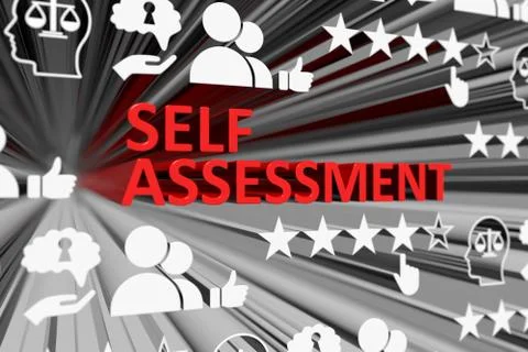 SELF ASSESSMENT concept blurred background 3d render illustration Stock Illustration