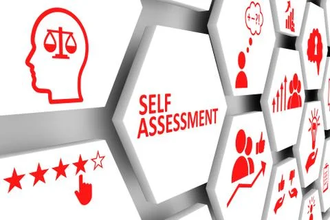 SELF ASSESSMENT concept cell background 3d illustration Stock Illustration