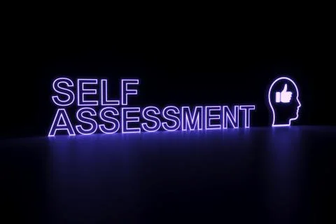 SELF ASSESSMENT neon concept self illumination background 3D illustration Stock Illustration