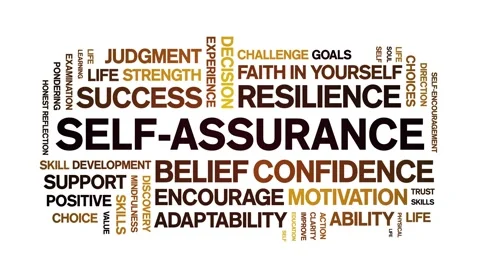 Self-Assurance animated word cloud,animation kinetic typography seamless loop. Stock Footage 325665087
