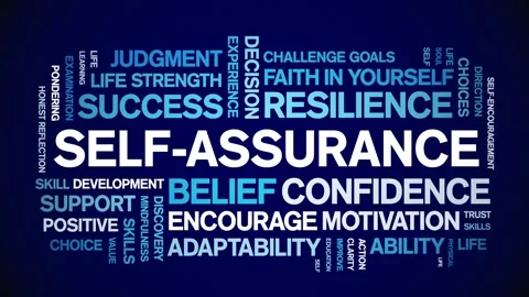 Self-Assurance animated word cloud,animation kinetic typography seamless loop. Stock Footage 325666200