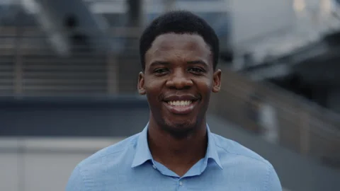 Self-assured and assertive leader looking at the camera standing on the business Stock Footage 262058127