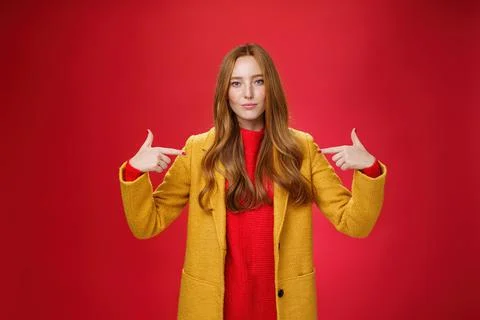 Self-assured assertive and optimsitic charming female entrepreneur with ginger Stock Photos