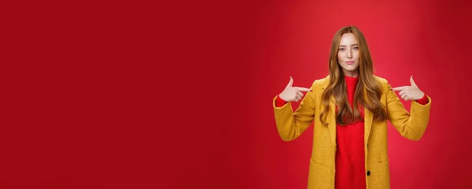 Self-assured assertive and optimsitic charming female entrepreneur with ginger Stock Photos
