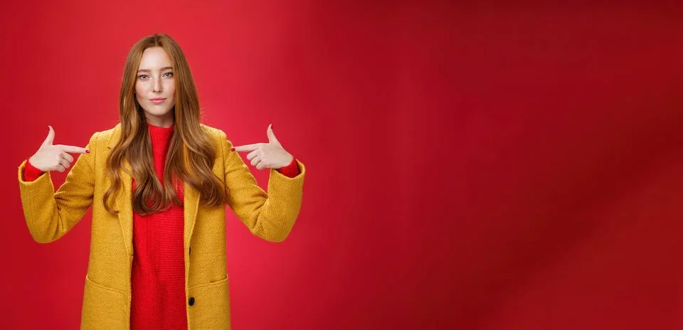 Self-assured assertive and optimsitic charming female entrepreneur with ginger Stock Photos