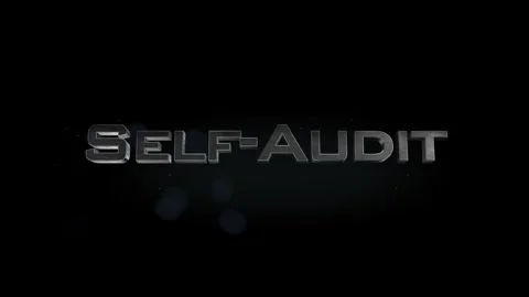 Self Audit title 3D metal text on black alpha channel background Stock Footage 301266242