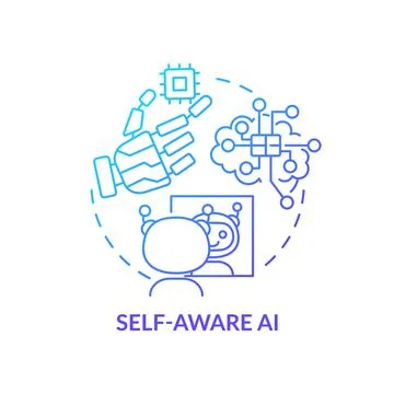 Self aware AI blue gradient concept icon Stockillustratie