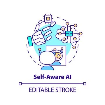 Self aware AI concept icon Illustrazione stock